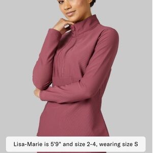 Women's Active Rib ½ Zip Top in Mauve